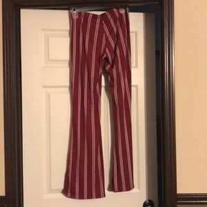 Burgundy and White Stretchy Pants